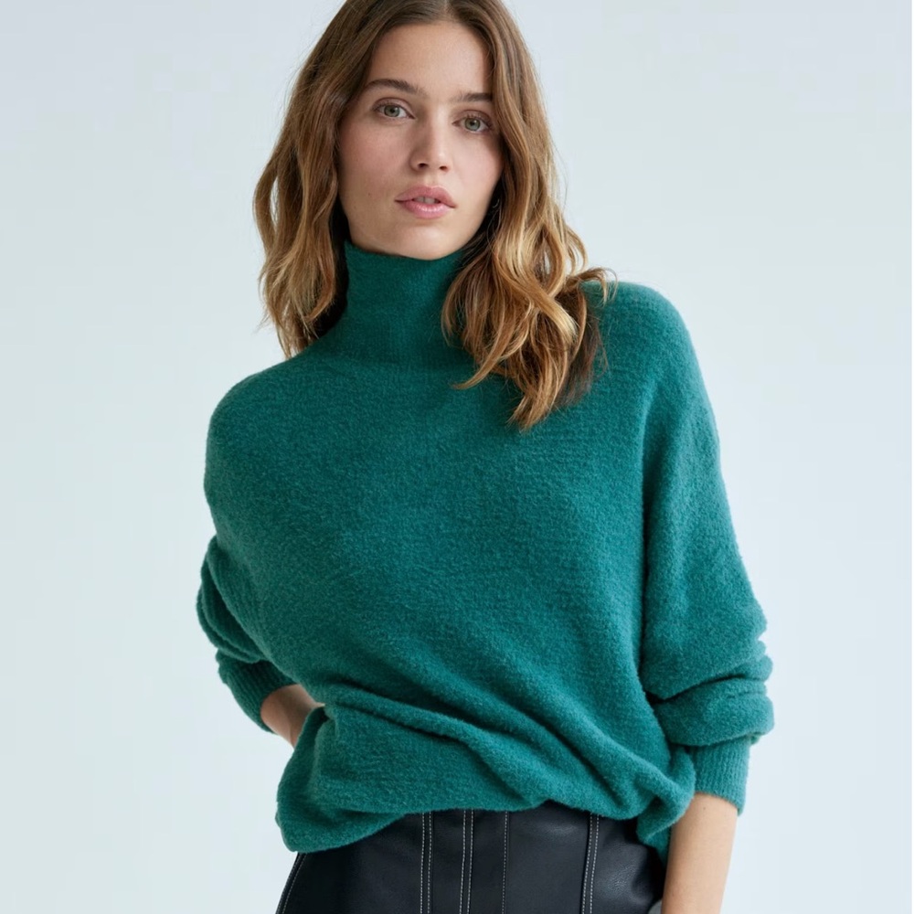 Wilfred Teal Cowl Neck Sweater